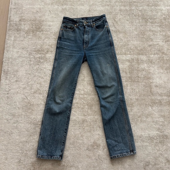 KHAITE Abigail High Waisted Straight Leg Jeans in Montgomery (24) - Picture 4 of 6